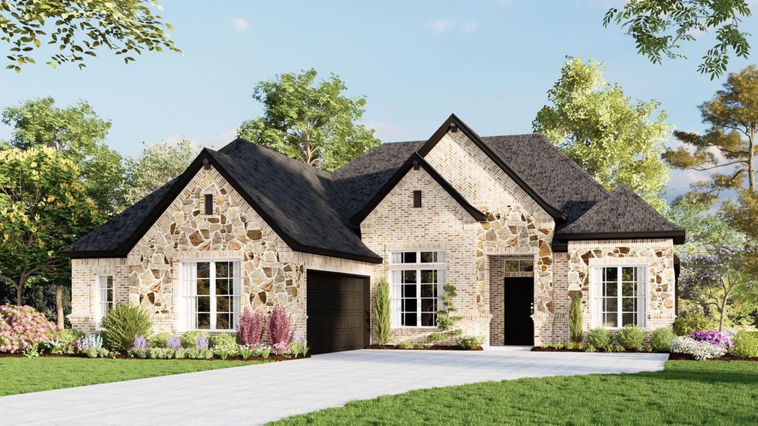 Elevation C with Stone | Concept 2123 at Redden Farms - Signature Series in Midlothian, TX by Landsea Homes