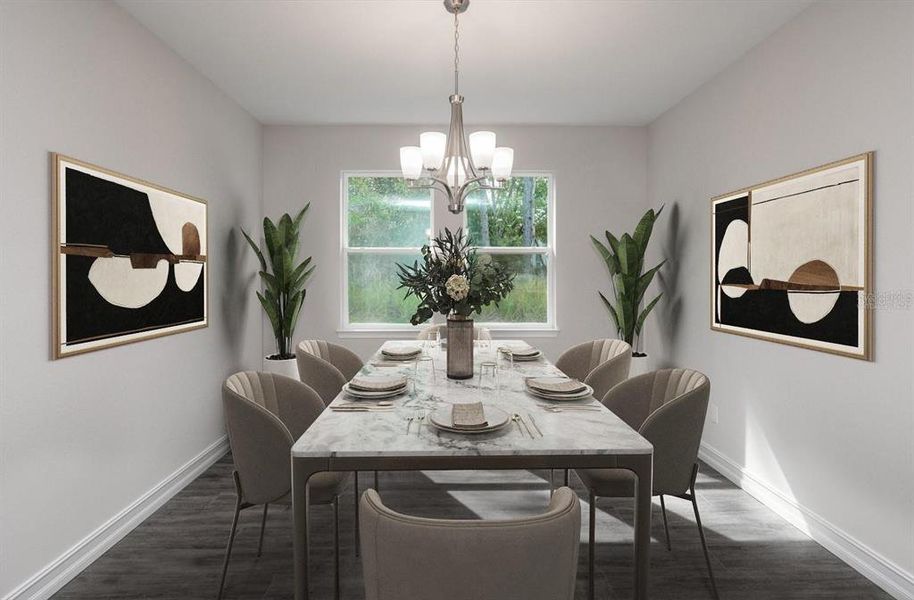 Staged dining space
