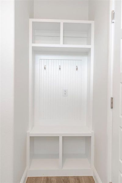 Mudroom featuring light hardwood / wood-style flooring