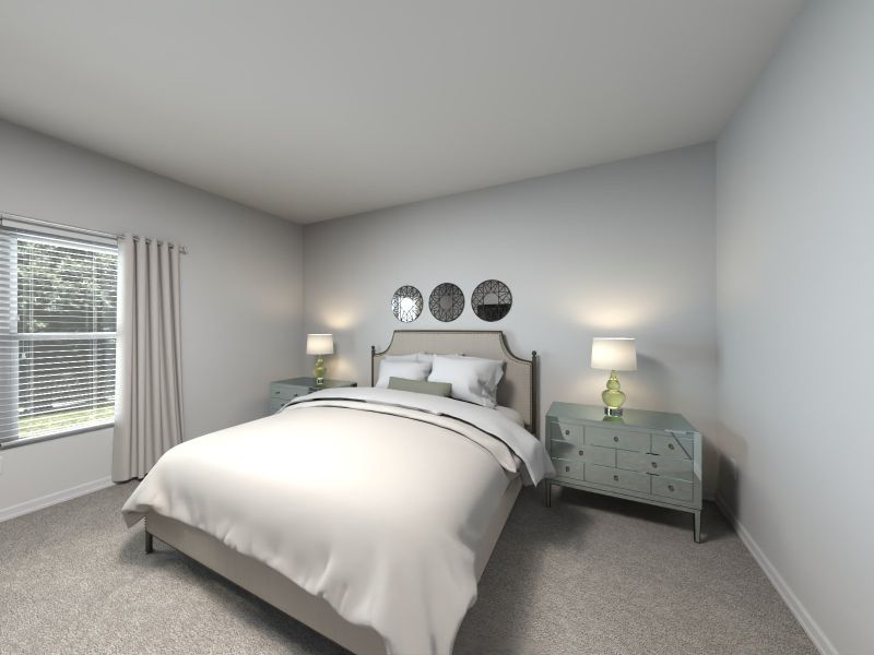 Virtual rendering of primary bedroom in Lennon floorplan