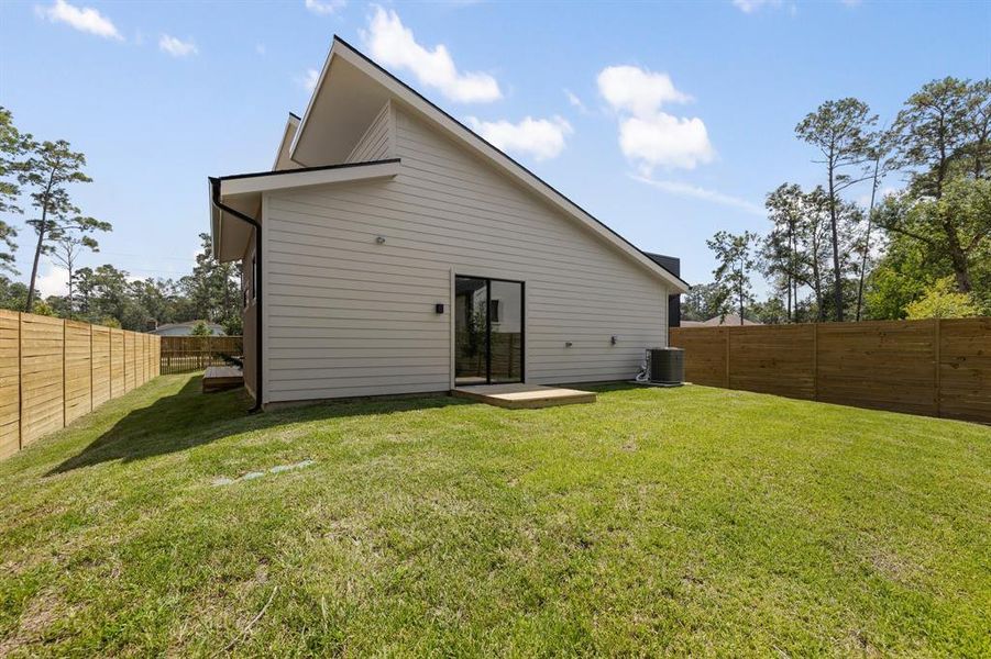 A spacious,fenced backyard and possible to build in ground pool