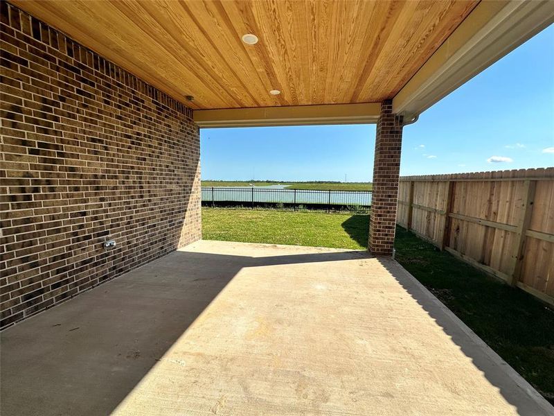 Covered patio in backyard