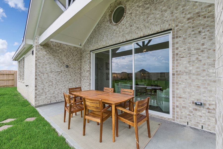 Covered patio in backyard