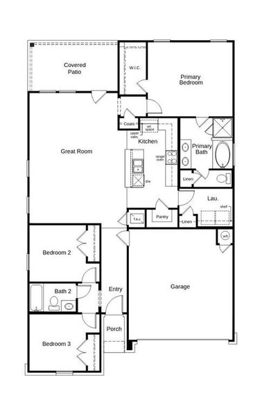 This floor plan features 3 bedrooms, 2 full baths, and over 1,400 square feet of living space
