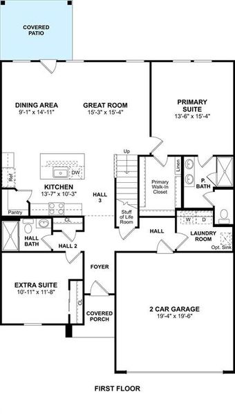 The Sweet Pea floor plan by K. Hovnanian Homes. 1st Floor shown. *Prices, plans, dimensions, features, specifications, materials, and availability of homes or communities are subject to change without notice or obligation.