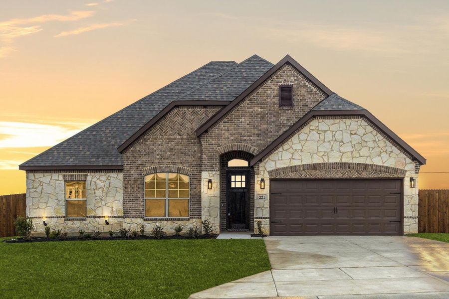 Elevation D with Stone | Concept 2027 at Villages of Walnut Grove in Midlothian, TX by Landsea Homes