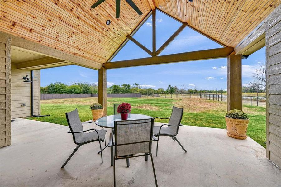 View of patio with a rural view