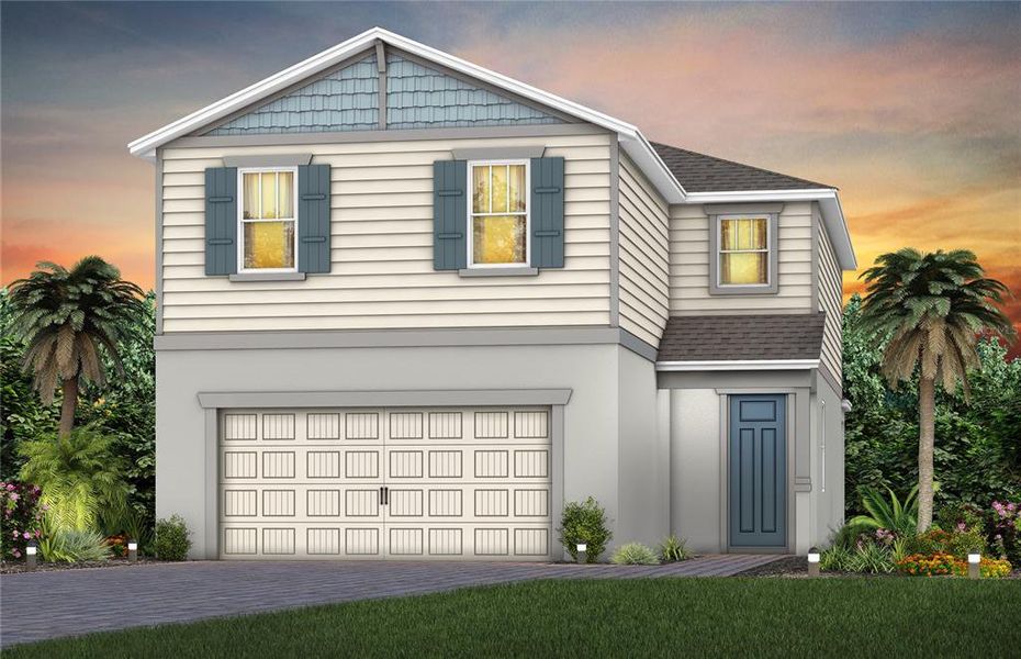 Exterior Design. Artistic rendering for this new construction home. Pictures are for illustrative purposes only. Elevations, colors and options may vary.