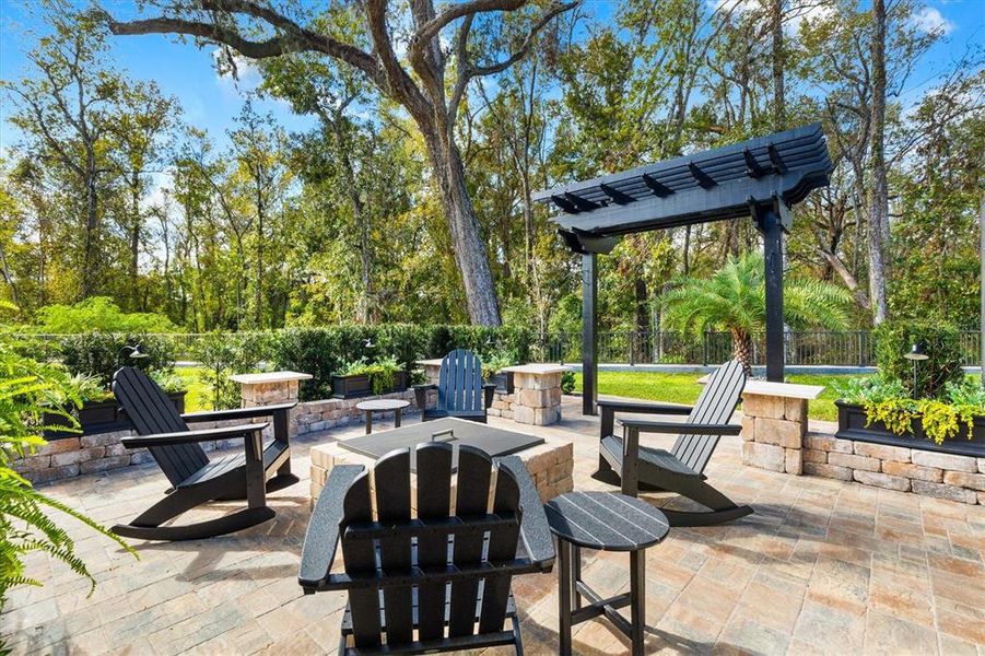 Outdoor Patio with Firepit and Pergola