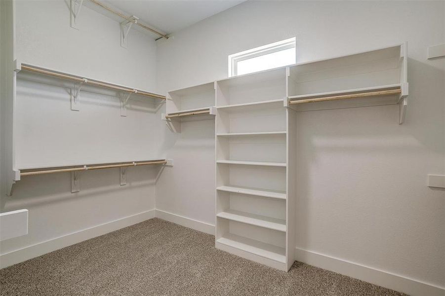 Spacious closet with carpet floors