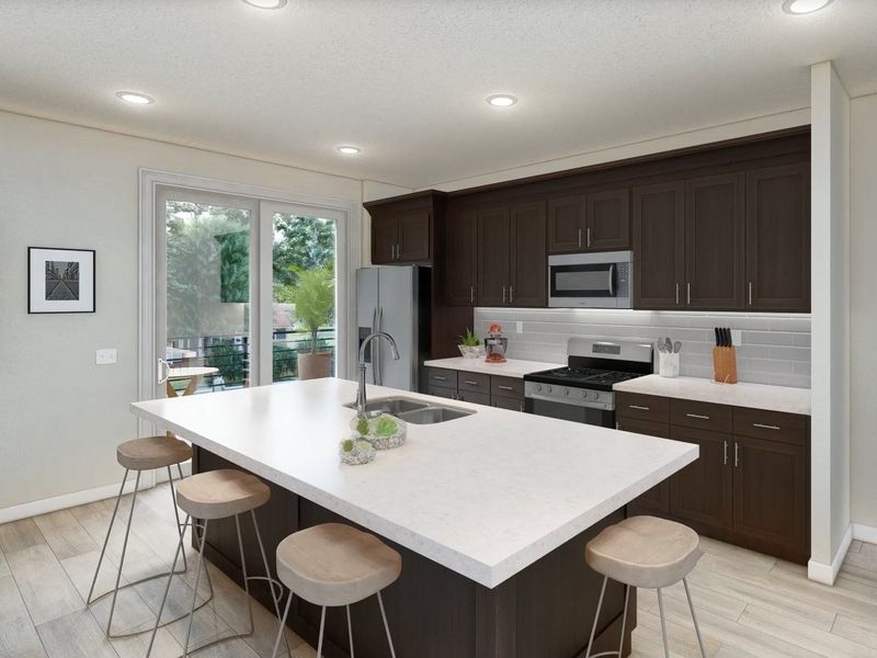 The Cameron's kitchen island is ideal for cooking at home