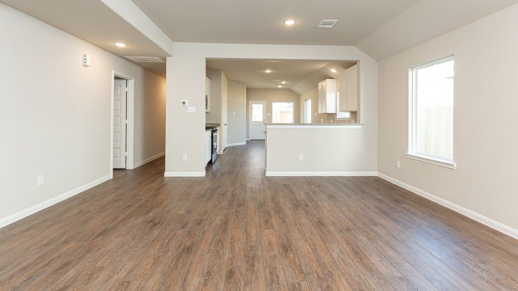 Family Room to Kitchen and Dining Area