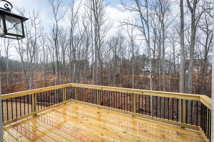 View of Deck.  Photo not actual home, but previously built Mansfield plan.