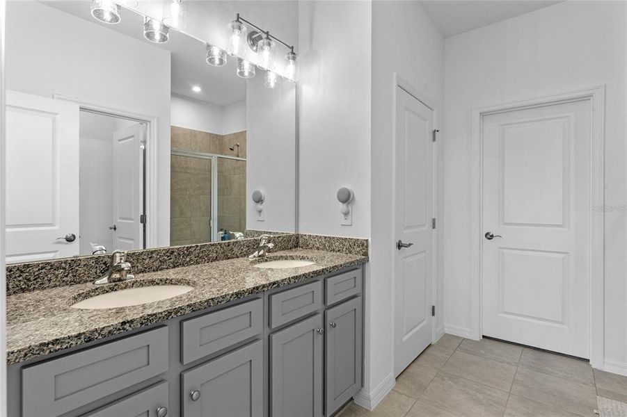 Double Sink Vanity in Primary Bathroom