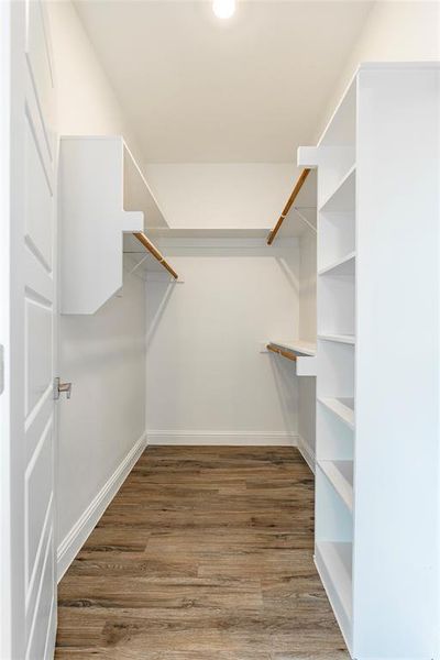 Walk in closet featuring hardwood / wood-style flooring