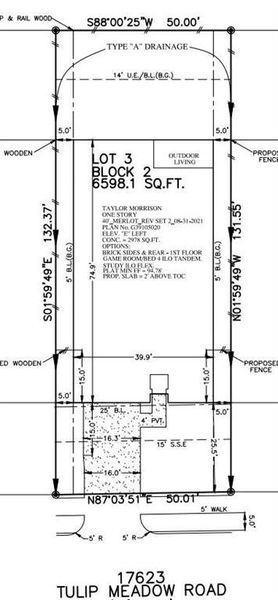 17623 Tulip Meadow Road preliminary plot plan