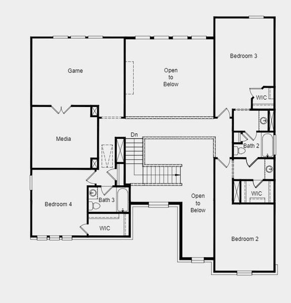 Structural options added include: Drop in tub at primary bath, open stair rails and study.