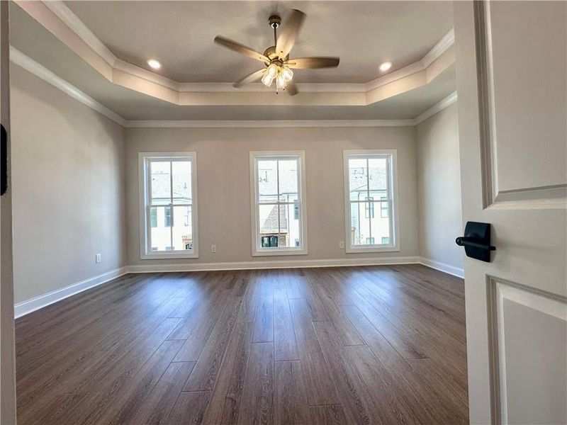 Beautiful owner suite, both Trey ceilings +3 large windows making this an ideal retreat