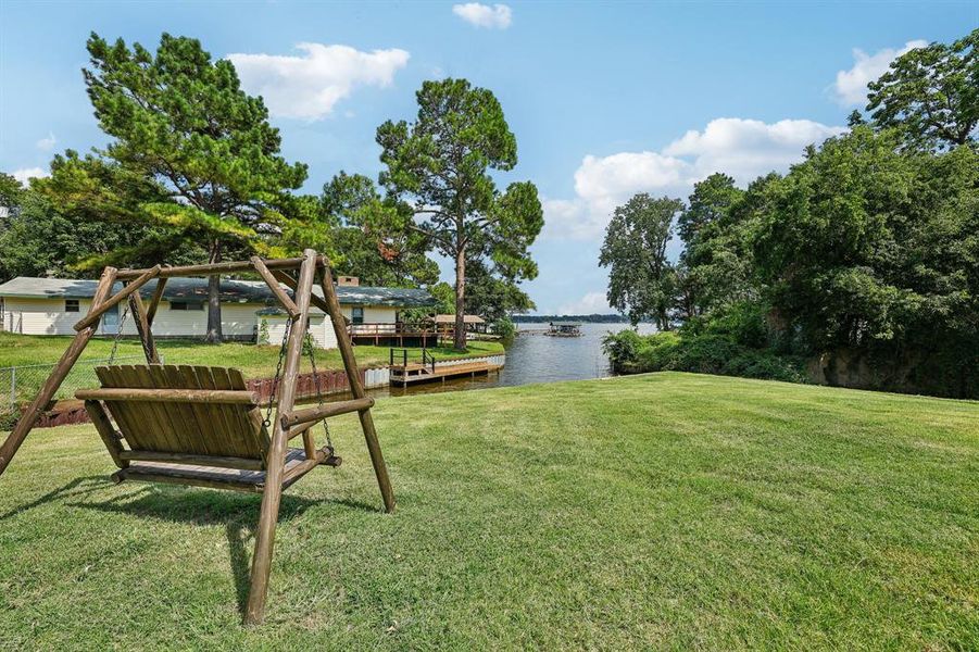 View of yard featuring a water view