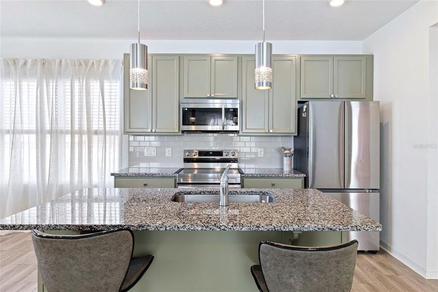 Kitchen island with stylish granite counters