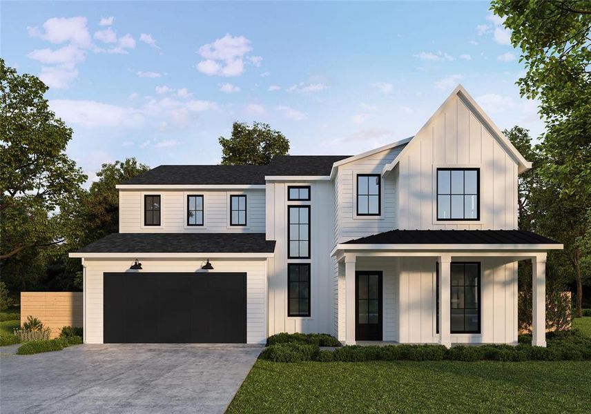 White Modern Farmbouse Exterior Elevation