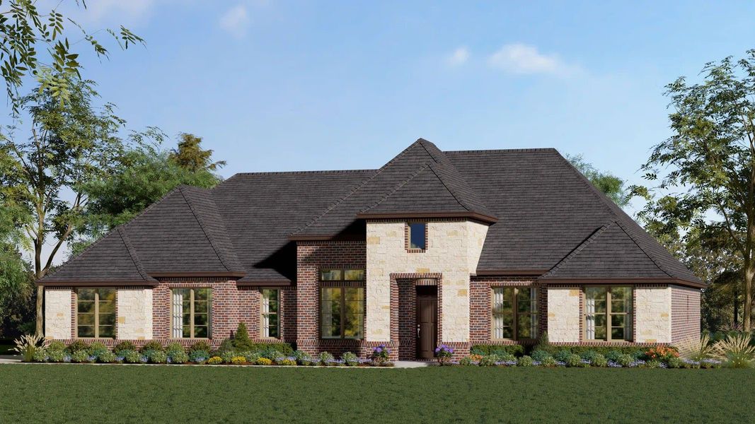 Elevation B with Stone | Concept 2406 at Hidden Creek Estates in Van Alstyne, TX by Landsea Homes