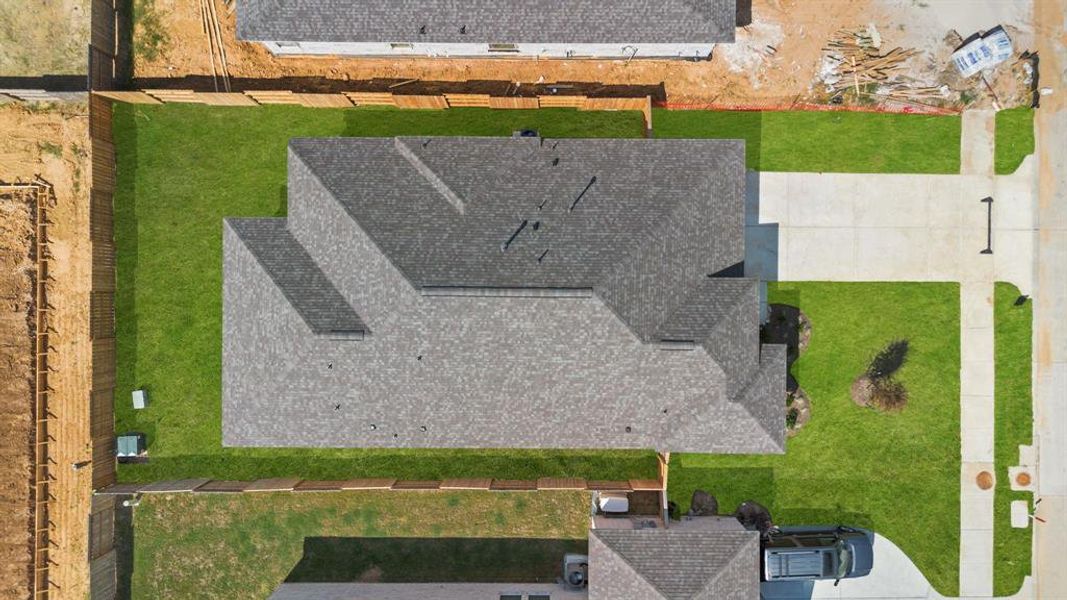 This aerial view of your home shows the amazing view of your lot.