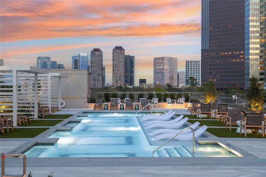The 67-foot swimming pool is the ideal escape on hot summer days.