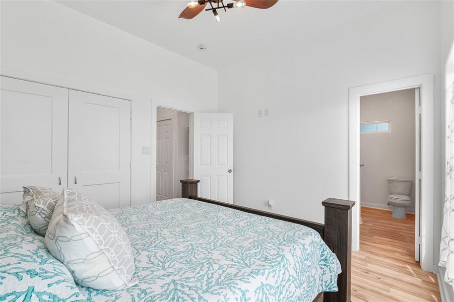 The primary bedroom with an en-suite bathroom.