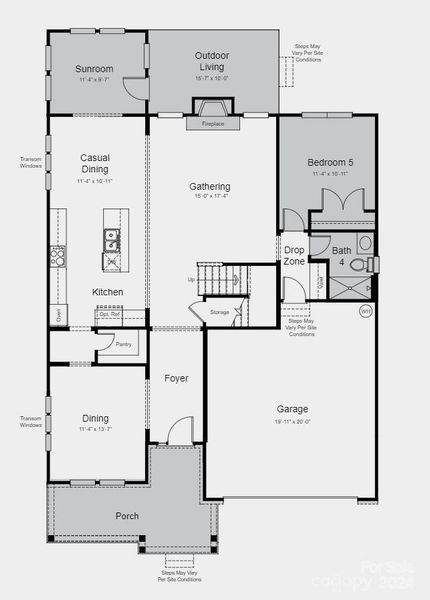 Floor Plan - Structural Options Added Include: sunroom, gourmet kitchen, bedroom 5 with full bath and gas fireplace