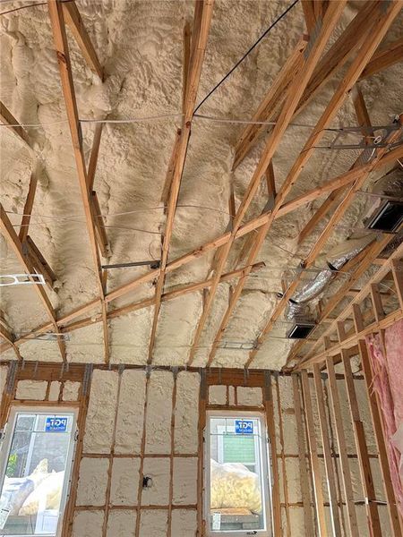 Spray foam insulation in the walls & roof.