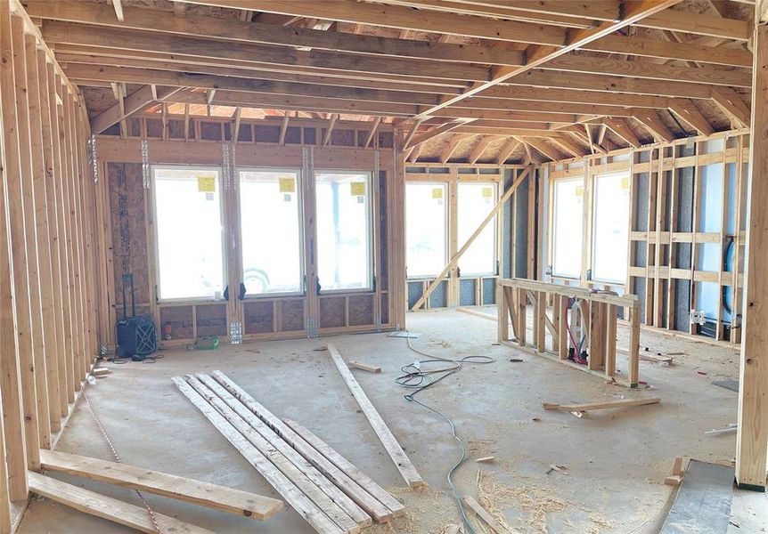 Family Room With Elevated Ceilings