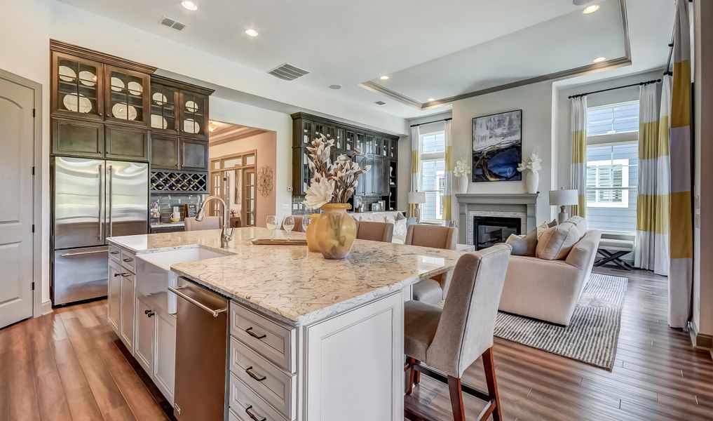 Gourmet kitchen overlooking great room