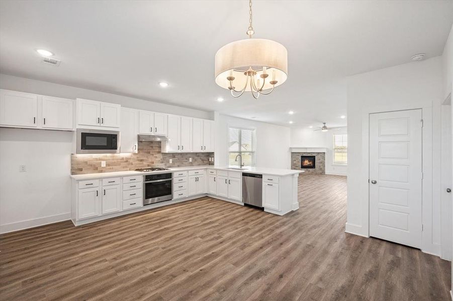 View of kitchen from the dining area