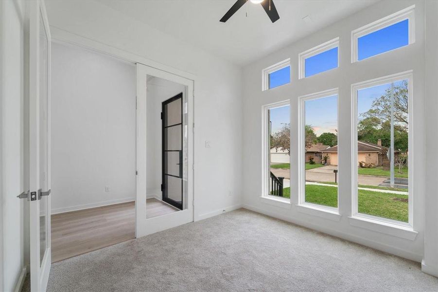 Study with glass french doors.