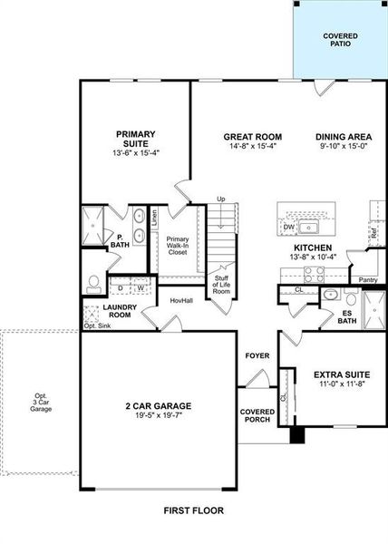 The Sweet Pea floor plan by K. Hovnanian Homes. 1st Floor shown. *Prices, plans, dimensions, features, specifications, materials, and availability of homes or communities are subject to change without notice or obligation.