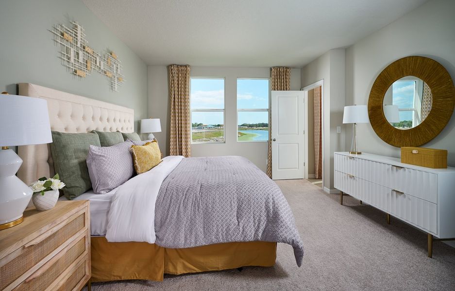 Primary bedroom in Yellowstone model in Salt Meadows in Parrish.