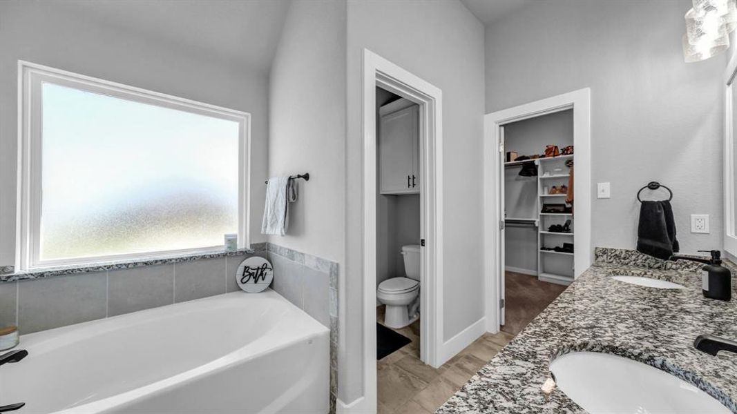 Large soaking tub in Primary Bathroom