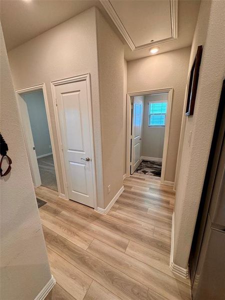 Hall featuring light hardwood / wood-style floors