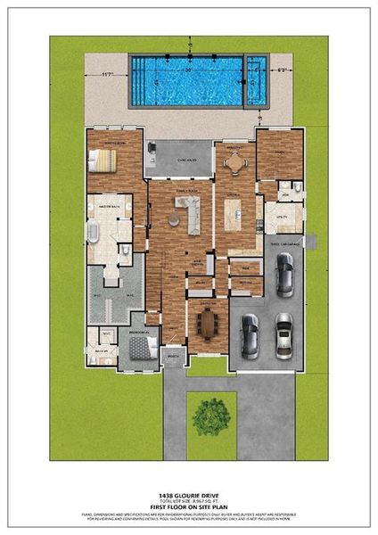 Artist Rendering first floor. Pool not included in Home.