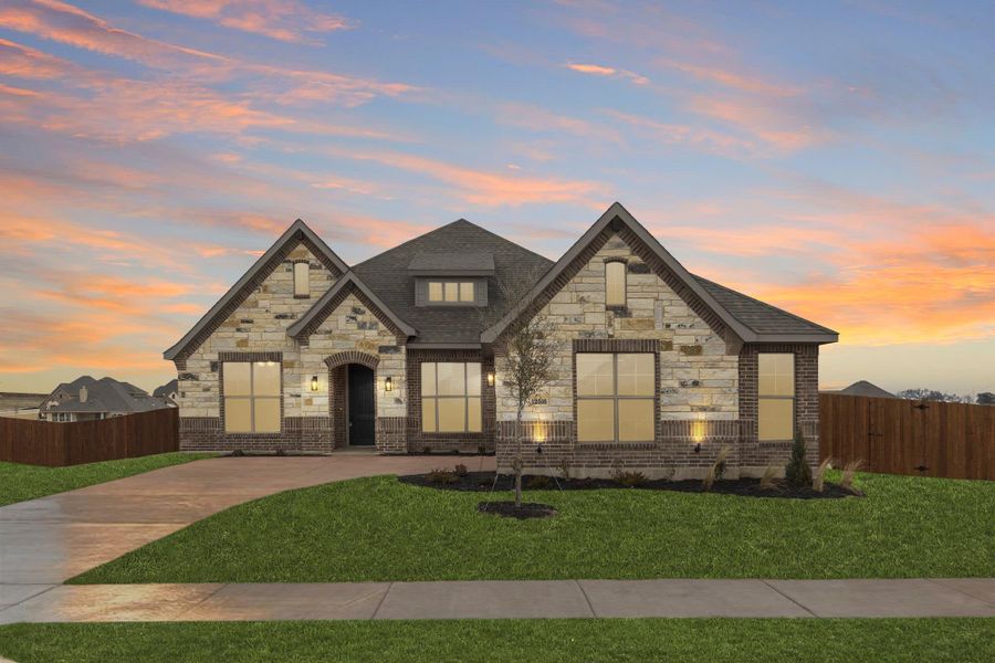 Elevation B with Stone | Concept 2370 at Villages of Walnut Grove in Midlothian, TX by Landsea Homes
