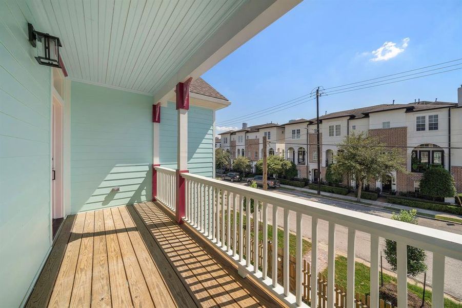 Second floor front porch. Access from just outside the family room