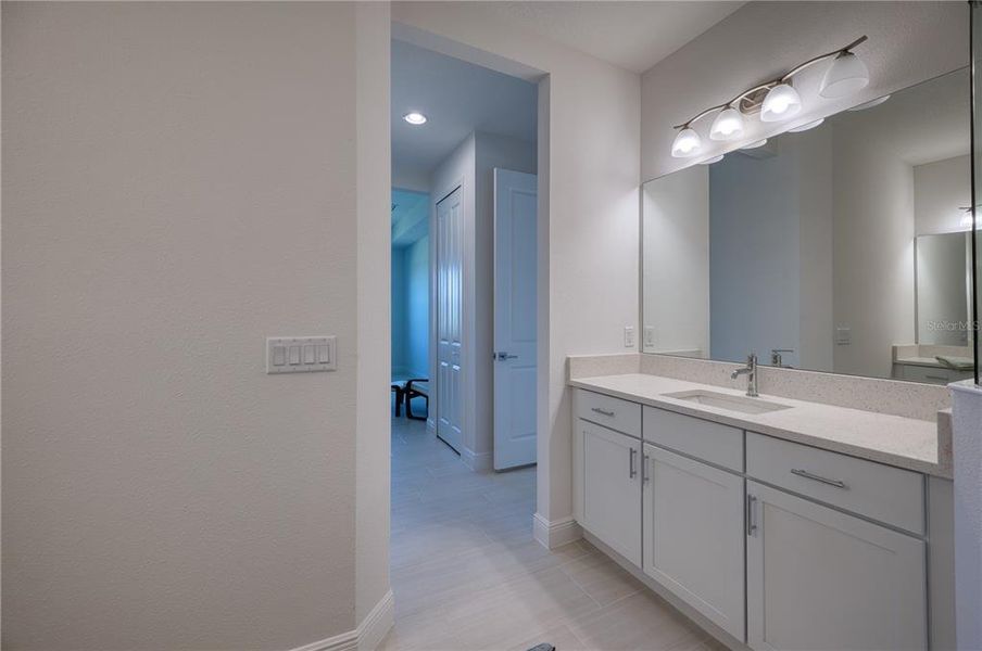 View from the Primary bath towards the bedroom.