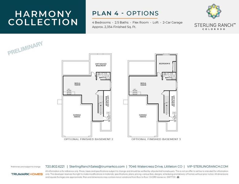 Plan 4: 2354 Optional Finished Basement