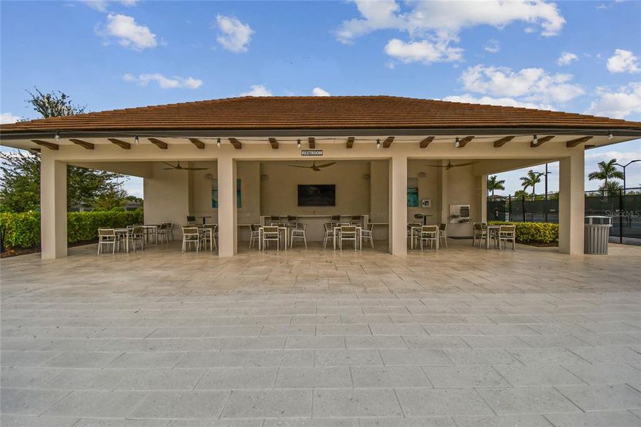 Entertainment plaza with bandstand