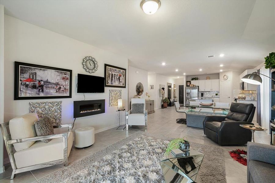 Family room and cross section floor plan shot.