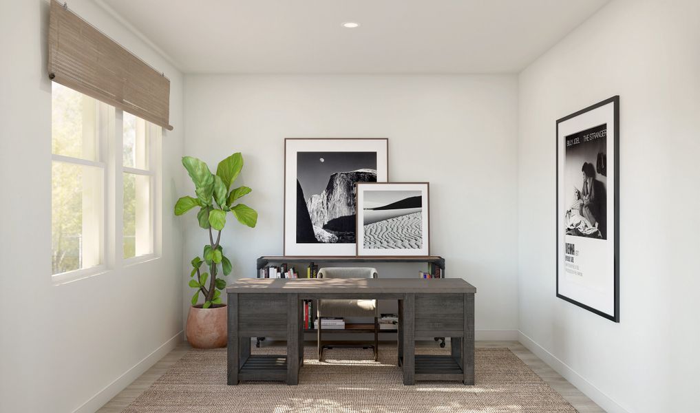 Home office with double barn doors