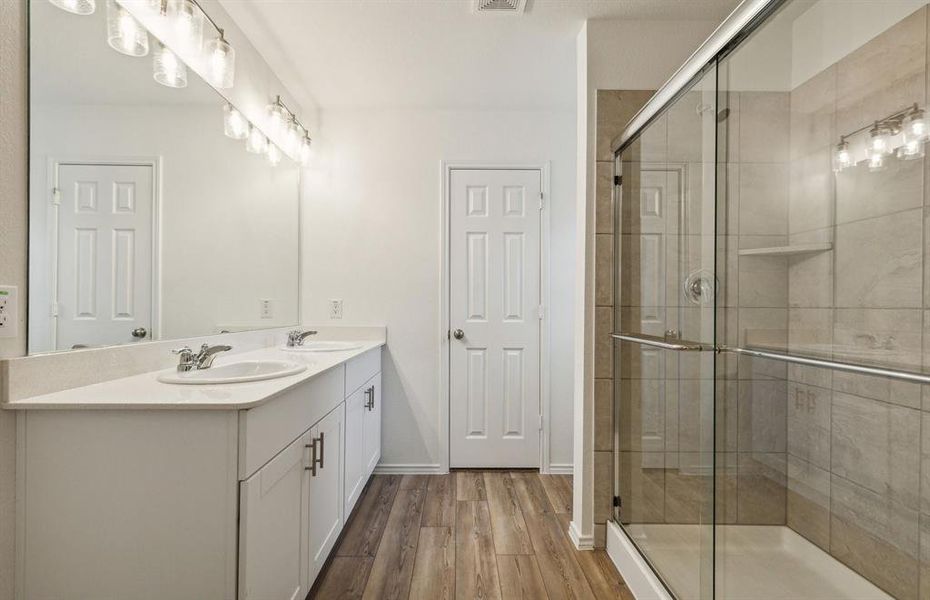 Oversized shower  *real home pictured