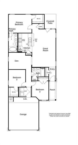 This floor plan features 3 bedrooms, 2 full baths and over 1,300 square feet of living space.