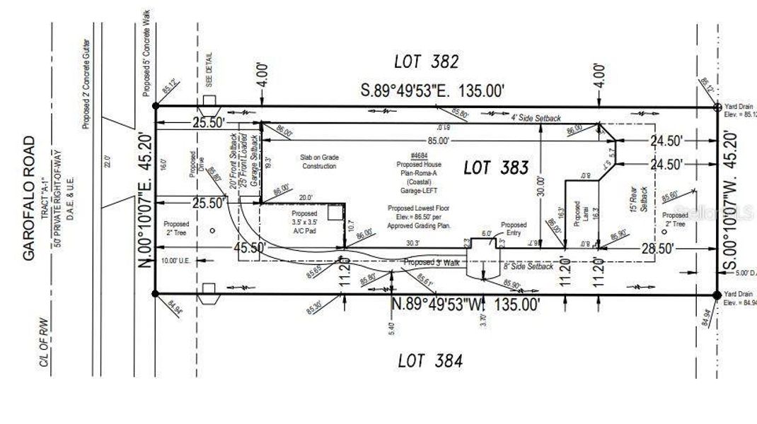 4684 Garofalo Road preliminary plot plan